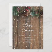 Rustige Wood Country Kerstmis Pine Garland Sparkle Kaart (Voorkant)