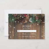Rustige Wood Country Kerstmis Pine Garland Sparkle RSVP Kaartje (Voorkant)