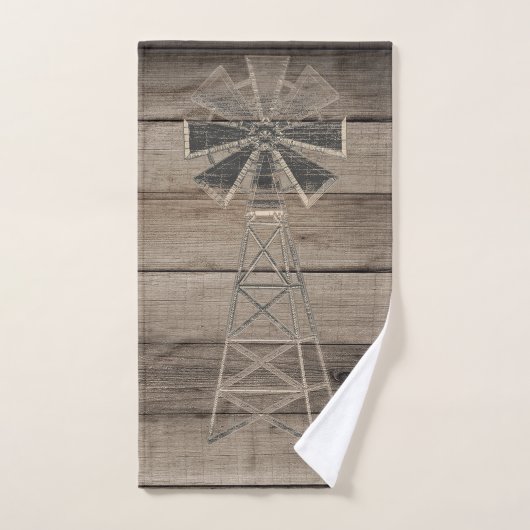 Rustige Wood Country Wind Mill Bad Handdoek (Handdoek)