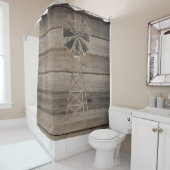 Rustige Wood Country Wind Mill Douchegordijn (In situ)