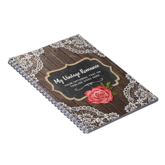 Rustige Wood en kant Floral Chalkboard Country Chi Notitieboek (Rechterzijde)
