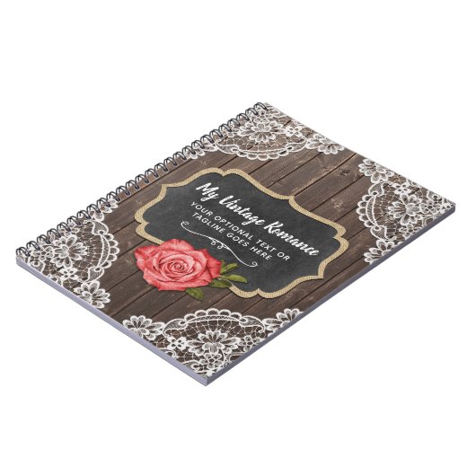 Rustige Wood en kant Floral Chalkboard Country Chi Notitieboek (Linkerzijde)