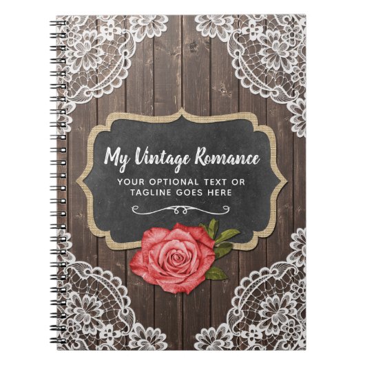 Rustige Wood en kant Floral Chalkboard Country Chi Notitieboek (Voorkant)