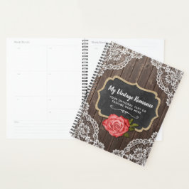 Rustige Wood en kant Floral Chalkboard Country Chi Planner