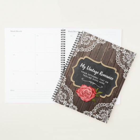 Rustige Wood en kant Floral Chalkboard Country Chi Planner (Display)