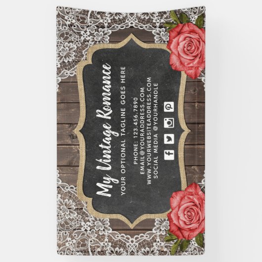 Rustige Wood en kant Floral Chalkboard Country Chi Spandoek (Verticaal)