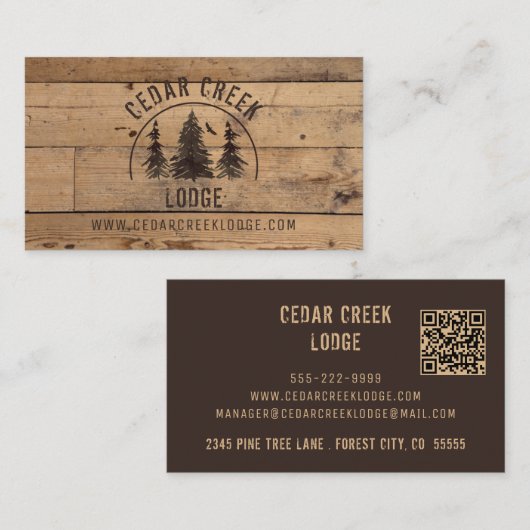 Rustige Wood Forest Property Rental QR Code Visitekaartje (Voorkant / Achterkant)