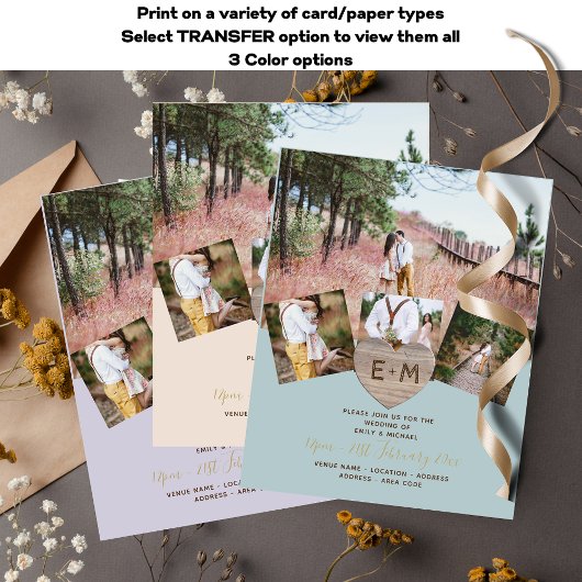 Rustige Wood gegraveerd Hart PHOTO COLLAGE BUDGET Flyer