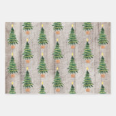 Rustige Wood Green Gold Kerstmis Polka Dots Stripe Inpakpapier Vel (Voorkant)