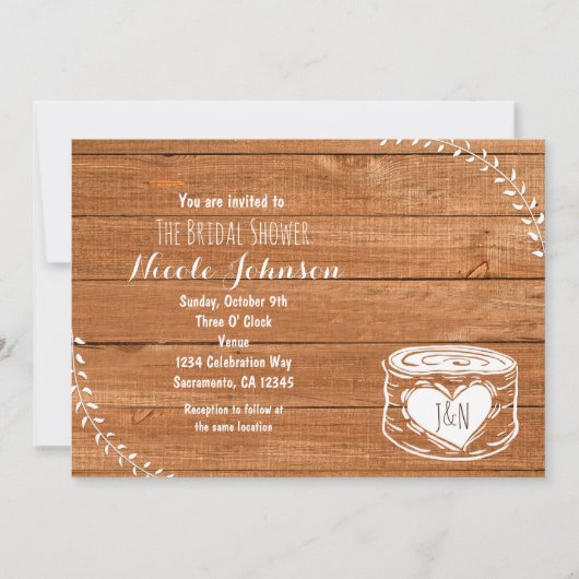 Rustige Wood & Heart Stump Bridal Shower Kaart (Voorkant)