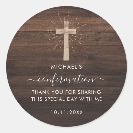 Rustige Wood kruisbevestiging op maat Ronde Sticker (Voorkant)