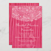 Rustige  Wood Lace Bridal Shower Invitation Kaart (Voorkant / Achterkant)