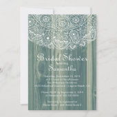 Rustige  Wood Lace Bridal Shower Invitation Kaart (Voorkant)