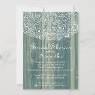 Rustige  Wood Lace Bridal Shower Invitation Kaart