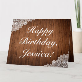 Rustige Wood & Lace Happy Birthday Foltering Kaart