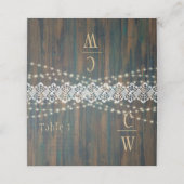 Rustige wood Lace Lights Wedding Table Number Name Plaatskaartje (Buitenkant ongevouwen)