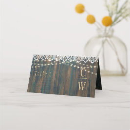 Rustige wood Lace Lights Wedding Table Number Name Plaatskaartje