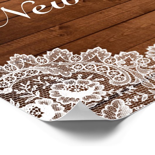 Rustige Wood & Lace Snowflake nieuwjaarswelkomstte Poster (Hoek)
