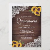  Rustige Wood Lace Sunflower Quinceanera Kaart (Voorkant)