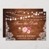 Rustige Wood Licht Roze Floral sparen de Datum Save The Date (Voorkant / Achterkant)