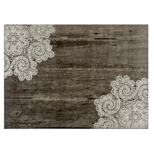Rustige Wood look en Lace Glass Cutting Board Snijplank (Voorkant)