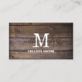 Rustige Wood Monogram Professional Visitekaartje (Voorkant)