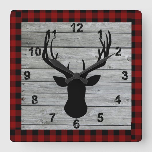 Rustige Wood Old Fashion  land Vierkante Klok (Voorkant)