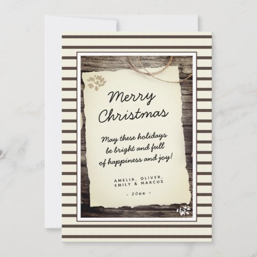 Rustige Wood oud Papierscript kerst Feestdagenkaart (Voorkant)