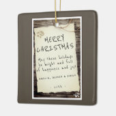 Rustige Wood oud Papierscript kerst Keramisch Ornament (Links)