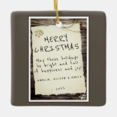 Rustige Wood oud Papierscript kerst Keramisch Ornament (Voorkant)