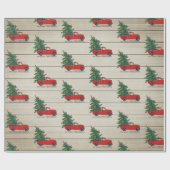 Rustige Wood  Rood Kerstmis Cadeaupapier (Vlak)
