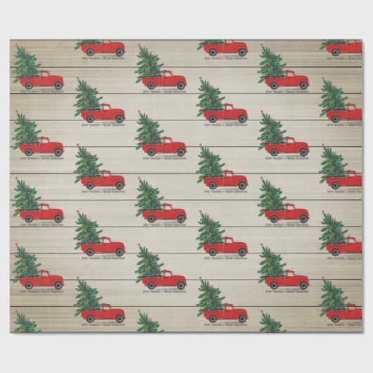 Rustige Wood  Rood Kerstmis Cadeaupapier (Vlak)