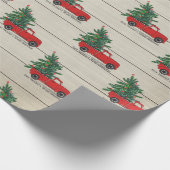 Rustige Wood Rood Kerstmis Cadeaupapier (Hoek)