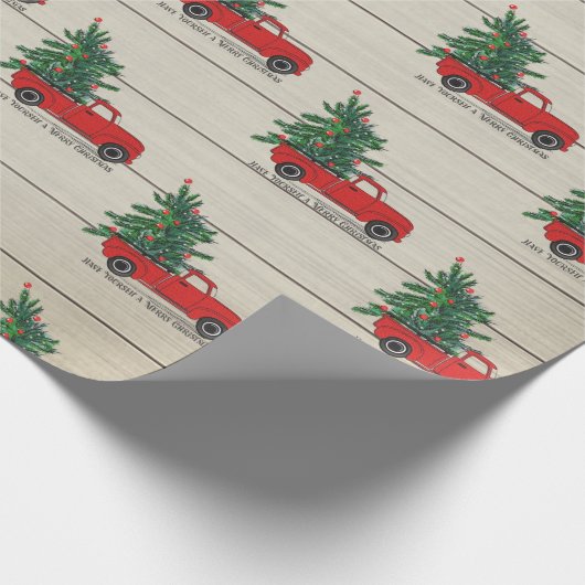 Rustige Wood  Rood Kerstmis Cadeaupapier (Hoek)