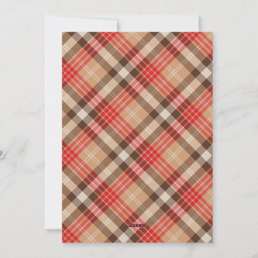 Rustige Wood Rood Tartan kerstmonogram Feestdagenkaart (Achterkant)
