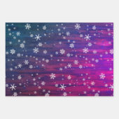 Rustige Wood Roze Paarse Snowflake Kerstmis Inpakpapier Vel (Voorkant)