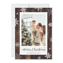 Rustige Wood Snowflake-fotokerstkaarten