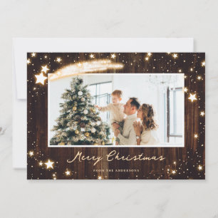 Rustige Wood Sparkly Star-kerstkaarten Feestdagenkaart