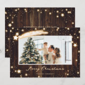 Rustige Wood Sparkly Star-kerstkaarten Feestdagenkaart (Voorkant / Achterkant)