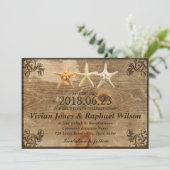 Rustige Wood & Starfish Beach Wedding Save the Dat Save The Date (Staand voorkant)