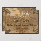 Rustige Wood & Starfish Beach Wedding Save the Dat Save The Date (Voorkant / Achterkant)
