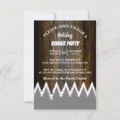 Rustige Wood String Light Pines Tree Holiday Party Kaart (Voorkant)