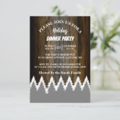 Rustige Wood String Light Pines Tree Holiday Party Kaart (Staand voorkant)