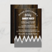 Rustige Wood String Light Pines Tree Holiday Party Kaart (Voorkant / Achterkant)