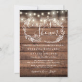 Rustige Wood String Lights Couples Shower Kaart (Voorkant)