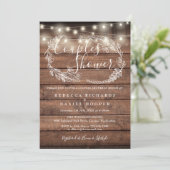 Rustige Wood String Lights Couples Shower Kaart (Staand voorkant)
