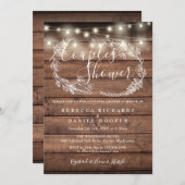 Rustige Wood String Lights Couples Shower Kaart (Voorkant / Achterkant)