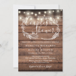 Rustige Wood String Lights Couples Shower Kaart
