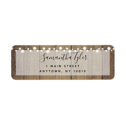 Rustige Wood String Lights Return Address Label (Voorkant)