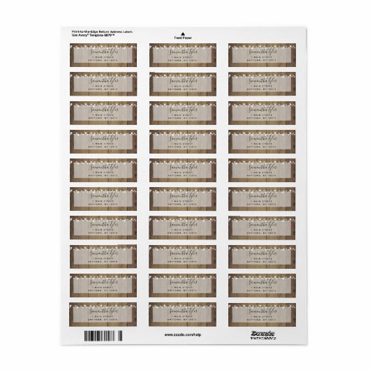 Rustige Wood String Lights Return Address Label (Full Sheet)